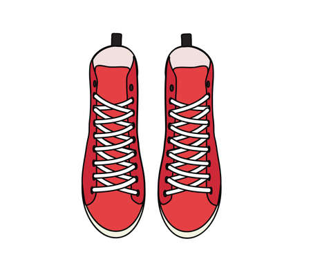 Red sneakers on a white background. An object. Vector illustration.のイラスト素材