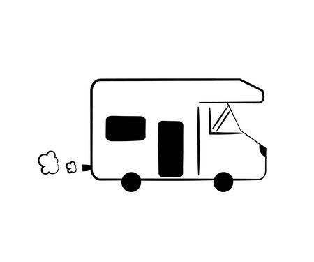 House on wheels. Symbol on a white background Vector illustration.のイラスト素材