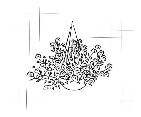 Flower in a pot on a white background. Sketch. Vector illustration.のイラスト素材