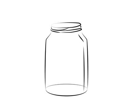 Glass jar on a white background. Silhouette. Vector illustration.のイラスト素材