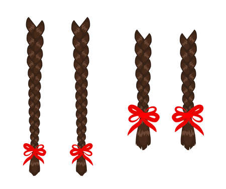 Women's braids on an isolated background. Cartoon. Vector illustration.のイラスト素材