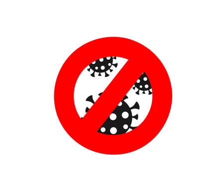 Coronavirus in the prohibition sign. Stop the infection. Icon. Vector illustration.のイラスト素材