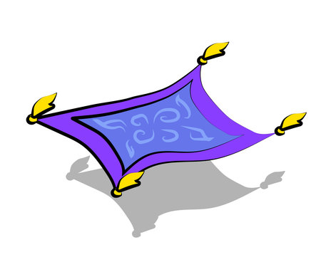 Magic flying carpet on an isolated background. Cartoon. Vector illustration.のイラスト素材