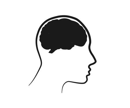 Human brain and head on a white background. symbol. vector illustration.のイラスト素材