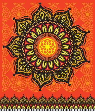 Round ornamental geometric colour patternのイラスト素材