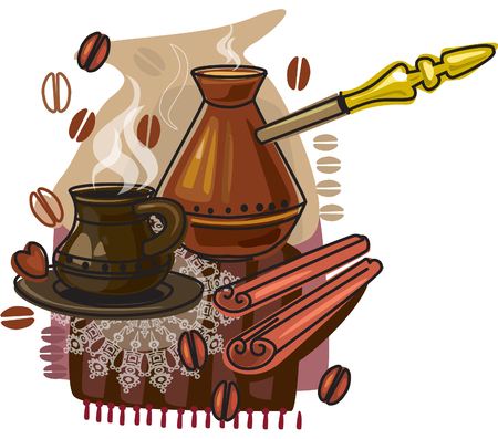 Coffee cup and cezveのイラスト素材