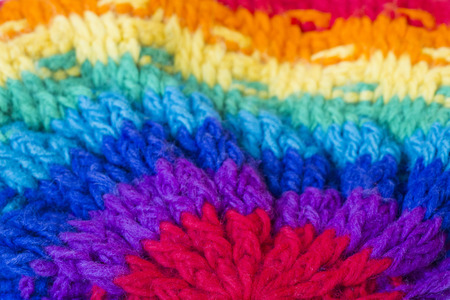 Handmade colorful knitting wool texture backgroundの写真素材