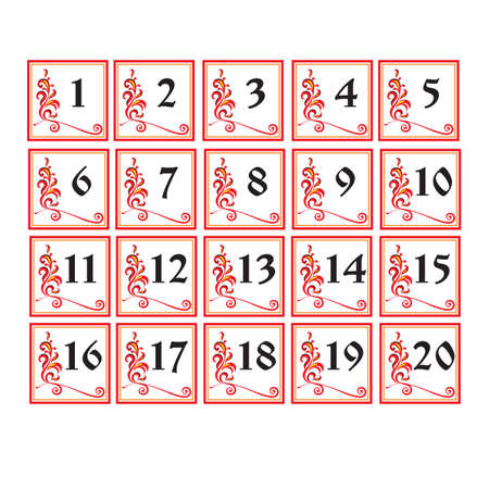 illustration. Decorative  russian number cards for wedding and holidayのイラスト素材