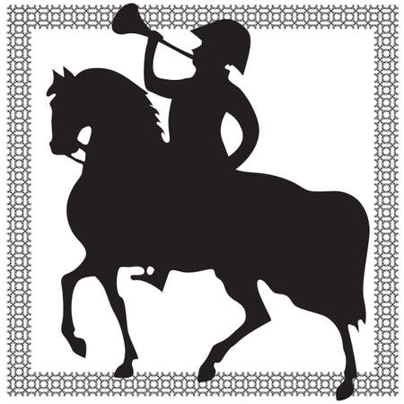 Horseman abstract silhouette on white backgroundのイラスト素材