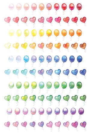 100 different colorfu vector balloons setのイラスト素材