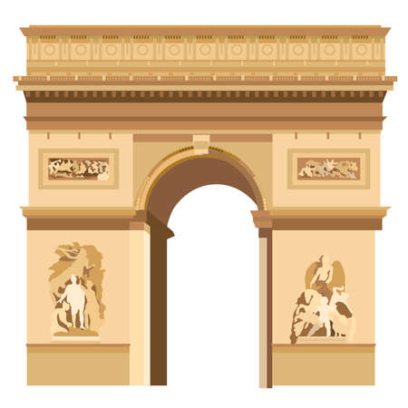 Colorful Triumphal Arch in Paris vector Illustration on white backgroundのイラスト素材