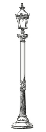 Ancient lantern hand drawing illustration.のイラスト素材