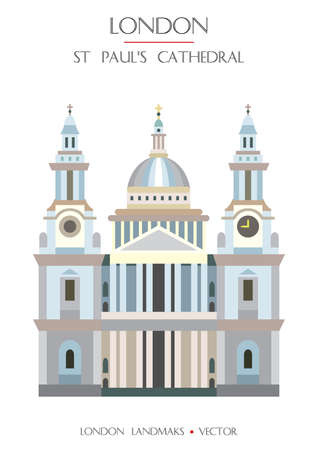 Colorful vector St Paul's Cathedral, famous landmark of London, England. Vector illustration isolated on white background. Stock illustrationのイラスト素材