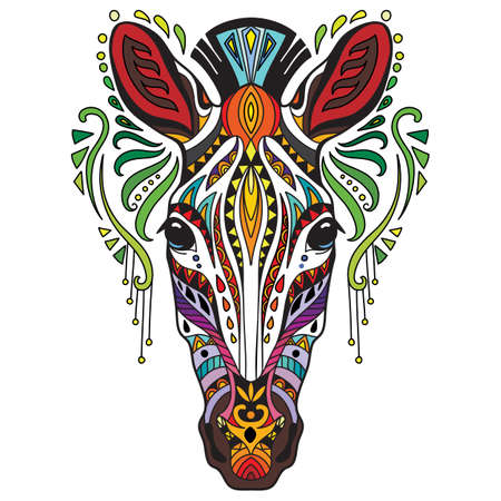 Tangle african zebra vector colorful isolated illustrationのイラスト素材