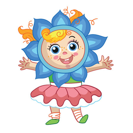 Vector cute girl with headgear in forme of flowerのイラスト素材