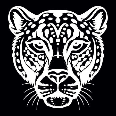 Vector head of mascot leopard head isolated on blackのイラスト素材