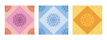 Vector colorful abstract ornaments seamless patterns setのイラスト素材