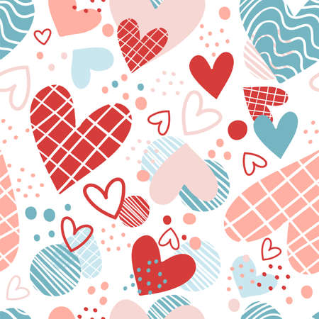 Seamless pattern with red and blue hearts vectorのイラスト素材