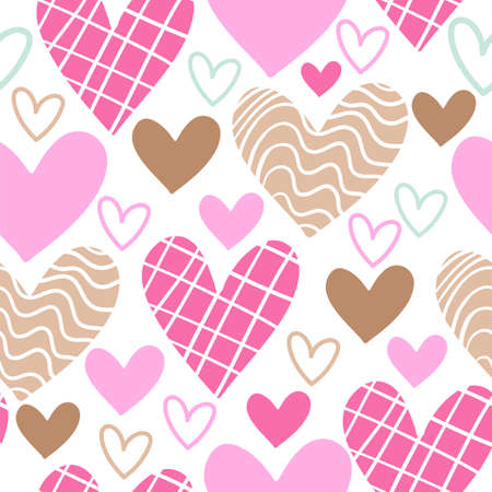 Seamless pattern with pink hearts vector illustrationのイラスト素材