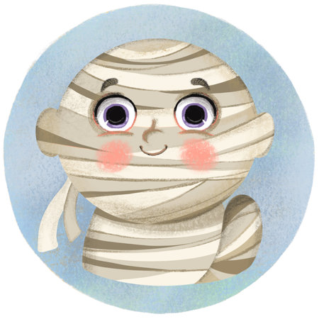 Portrait of a cute boy in a Mummy costume illustrationの写真素材