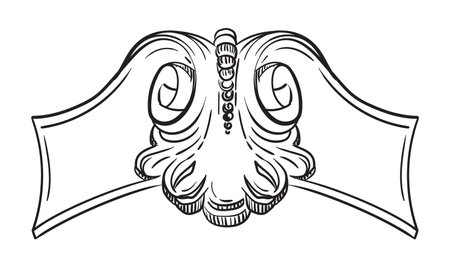 Decorative ornament hand drawing design element. Baroque scroll ornate monogram. Victorian filigree flourish swirl vignette. Vector isolated illustration for design, print, fabric, invitation, weddingのイラスト素材