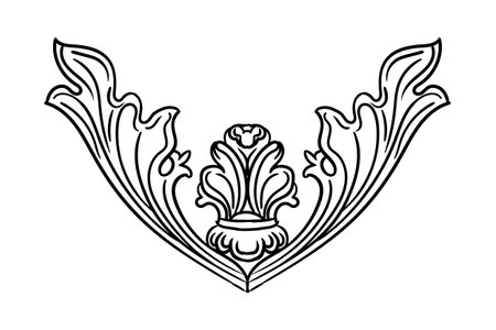 Twisted symmetrical, decorative hand drawing design element. Ornate baroque, engraved decoration, vintage abstract ornament. Vector illustration. For design, print, fabric, invitation and weddingのイラスト素材