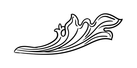 Vintage baroque design element scroll leaf. Engraved isolated decorative ornament. Monochrome vector illustration. Filigree calligraphic element for design, fabric, invitation, embroidery, weddingのイラスト素材
