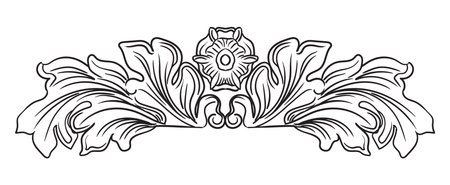 Outline vintage horizontal hand drawing swirl ornate design element. Baroque abstract vignette. Isolated vector illustration. Monochrome artwork for design, print, fabric, content creationのイラスト素材