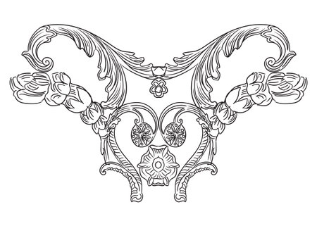 Decorative ornament hand drawing swirl design element. Baroque ornate monogram. Victorian filigree vignette. Vector isolated illustration for design, print, fabric, invitation, weddingのイラスト素材