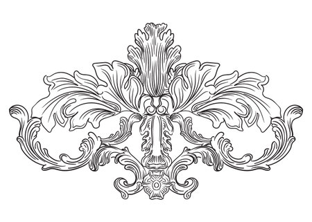 Beautiful hand drawing frame, ornate baroque design element. Engraved damask vintage ornament. Isolated monochrome vector illustration, white background. For design, print, fabric, invitation, weddingのイラスト素材