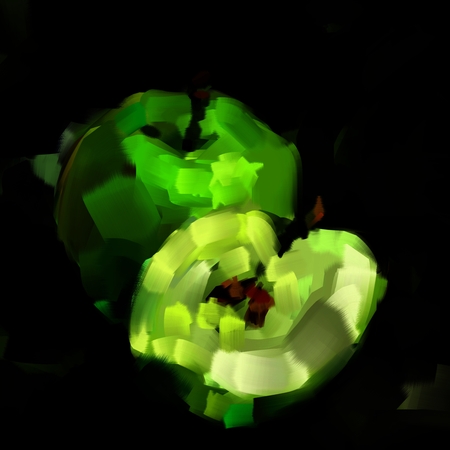 Green apple watercolor paintingの写真素材