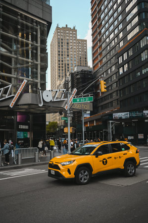 New York, USA, May 7 2023. Streets full of people crowd in Manhattan in the summer. Big city urban...