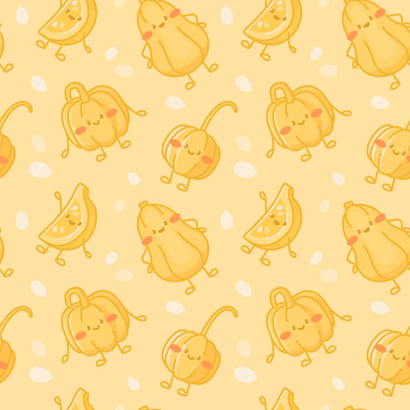Seamless pattern with cute pumpkin characters.のイラスト素材