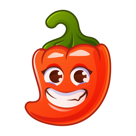 Smiling cartoon red pepper character on a white background.のイラスト素材