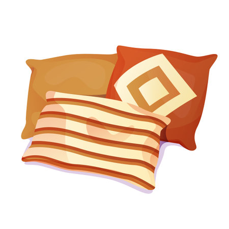 A set of three decorative cushions, isolated on a white background.のイラスト素材