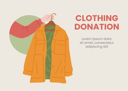 Hand presenting coat for clothing donation.のイラスト素材