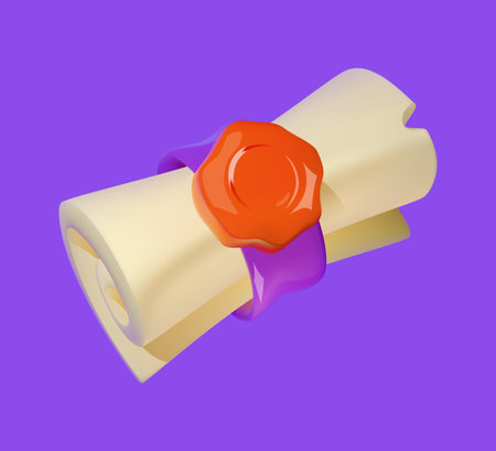 3D Cartoon Scroll with Wax Sealのイラスト素材