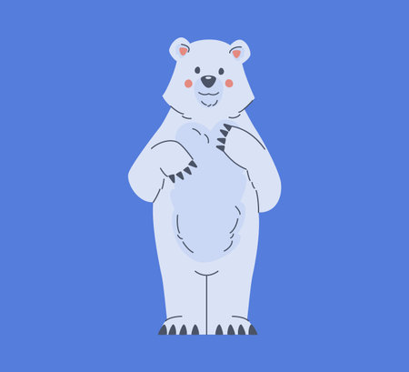 Cute standing polar bear cartoon illustrationのイラスト素材
