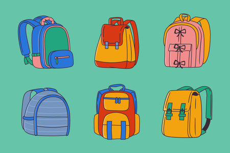Colorful Backpack Vector Set for School Design