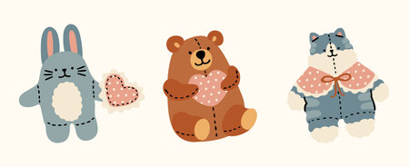Cute plush toy animals set.のイラスト素材