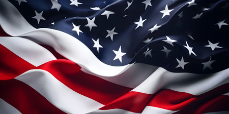 American Flag Wave Close Up for Memorial Day or 4th of July. USA flag or america flag background dedicated to memorial day or independence day or labor day. Generative AI conceptの素材