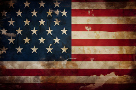 American Flag Close Up for Memorial Day or 4th of July. USA flag or america flag background dedicated to memorial day or independence day or labor day. Generative AI conceptの素材