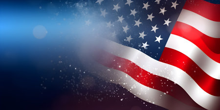 American Flag Wave Close Up for celebration of Memorial Day or 4th of July. USA flag or america flag background dedicated to memorial day or independence day or labor day. Generative AI conceptの素材