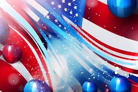 Holiday American Flag Wave Close Up banner for Memorial Day or 4th of July. USA flag or america flag background dedicated to memorial day or independence day or labor day. Generative AI conceptの素材