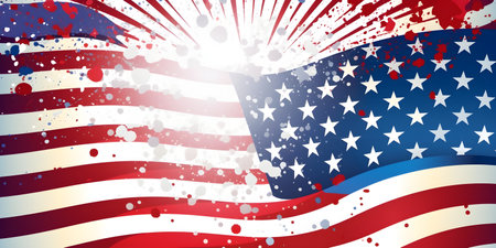 Festive American Flag Wave Close Up for Memorial Day or 4th of July. USA flag or america flag background dedicated to memorial day or independence day or labor day celebration. Generative AI conceptの素材