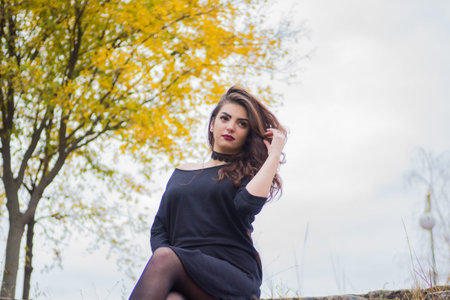 Sexy girl in parkの写真素材