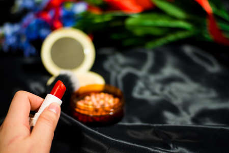 A set of cosmetics, eye shadow.の写真素材