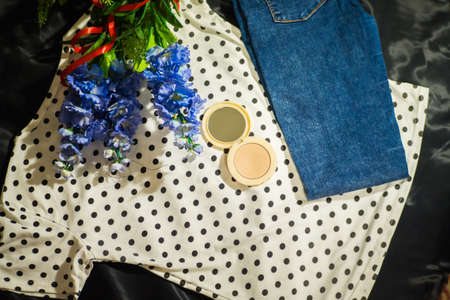 A set of cosmetics, eye shadow.の写真素材