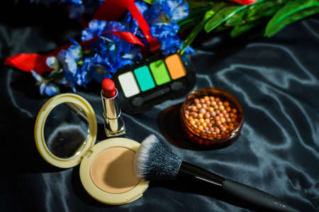 A set of cosmetics, eye shadow.の写真素材