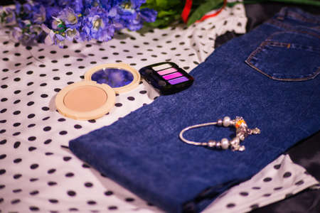 A set of cosmetics, eye shadow.の写真素材